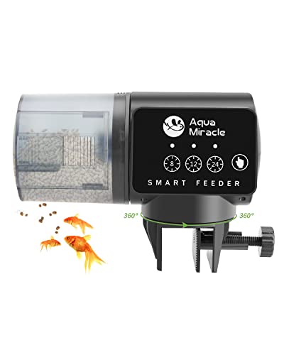 AquaMiracle Automatic Fish Feeder for Aquarium, Auto Fish Food Dispenser with...