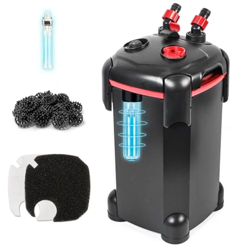 PONDFORSE 265GPH Canister Filter, 3-Stage External Aquarium Filter Ultra-Quiet...