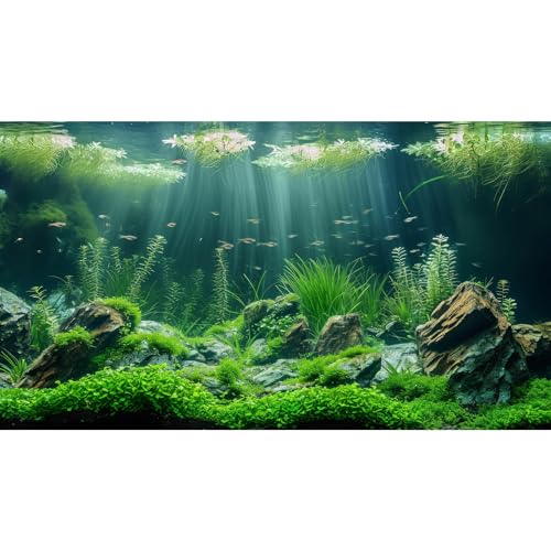 Aquarium Background Underwater Grass Leaves with Stone Aquarium Backdrop Vivid...